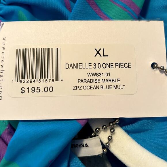 NWT WeWoreWhat Danielle 3.0 One Piece Women's Size XL Paradise Marble Ocean Blue - Picture 16 of 16